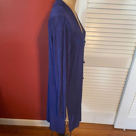CHICO’S TRAVELERS | indigo blue long cardigan with toggles size 2 or M - Picture 4 of 6